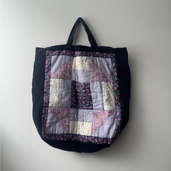 Quilted & Corduroy Floral Patchwork Tote Bag - Picture 4 of 8